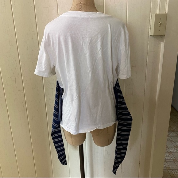 GU Japan sz M Layer Tee White Printed Top Tie Back - Picture 4 of 9